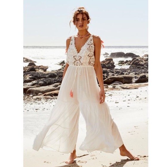 Free People Pants - Free People Sunshine Coast Onesie White Medium